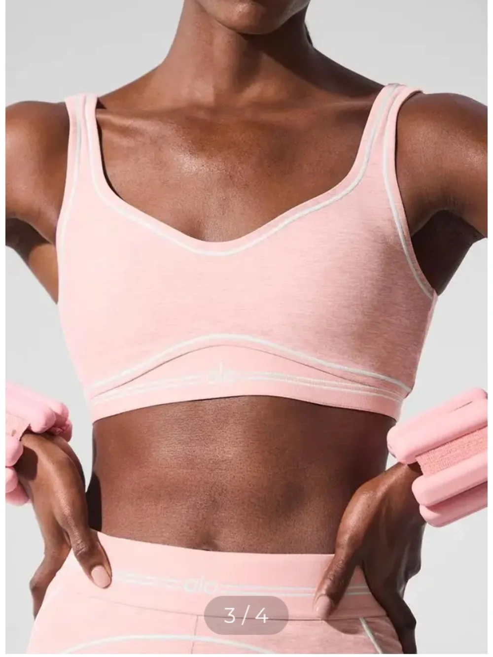 Alo Alosoft Heart Throb Bra - Pink Quartz Heather/White